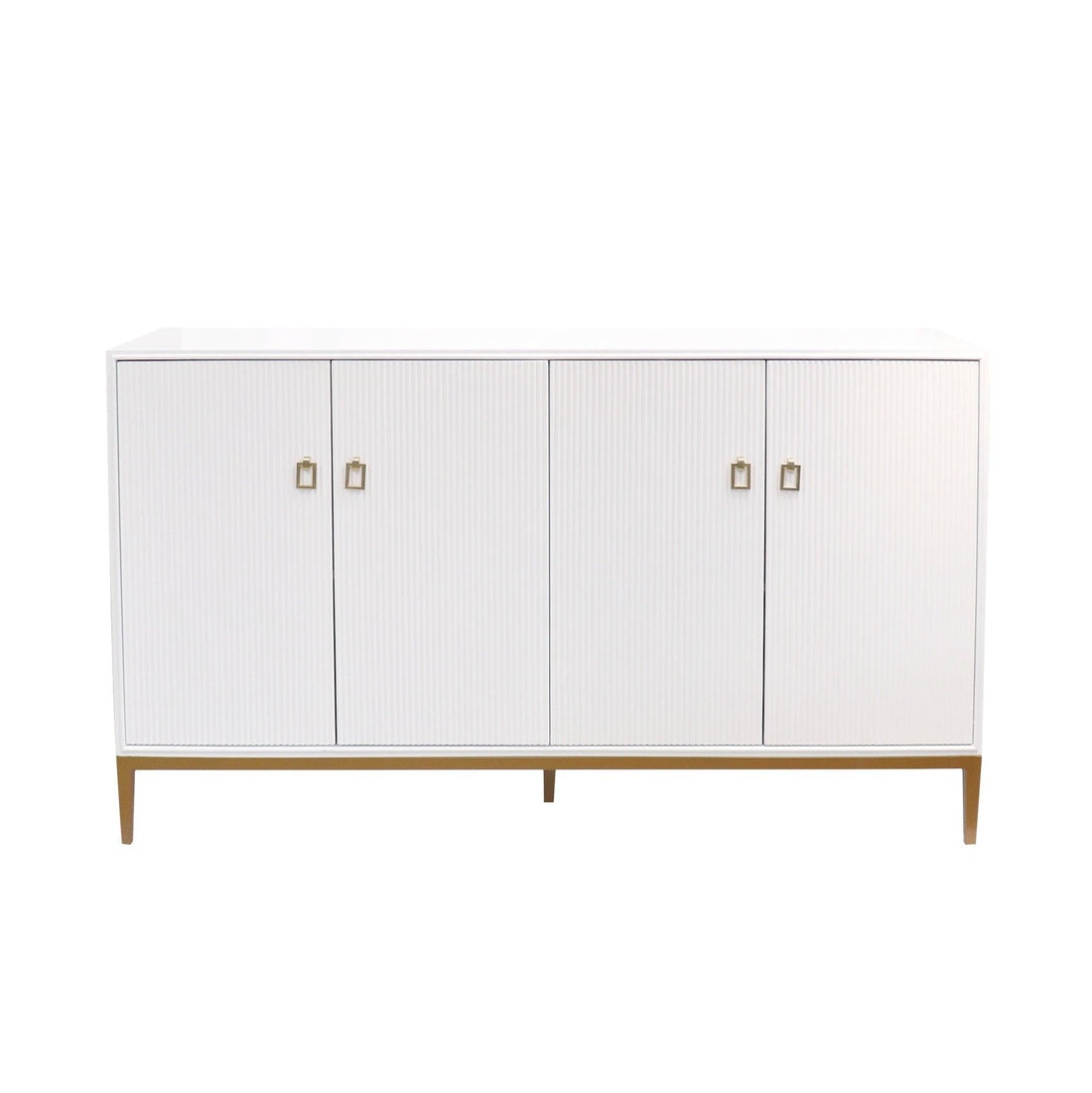 Canvello Victoria Ivory Sideboard, 4 Doors, 2 Drawer with Bronze Metal Frame