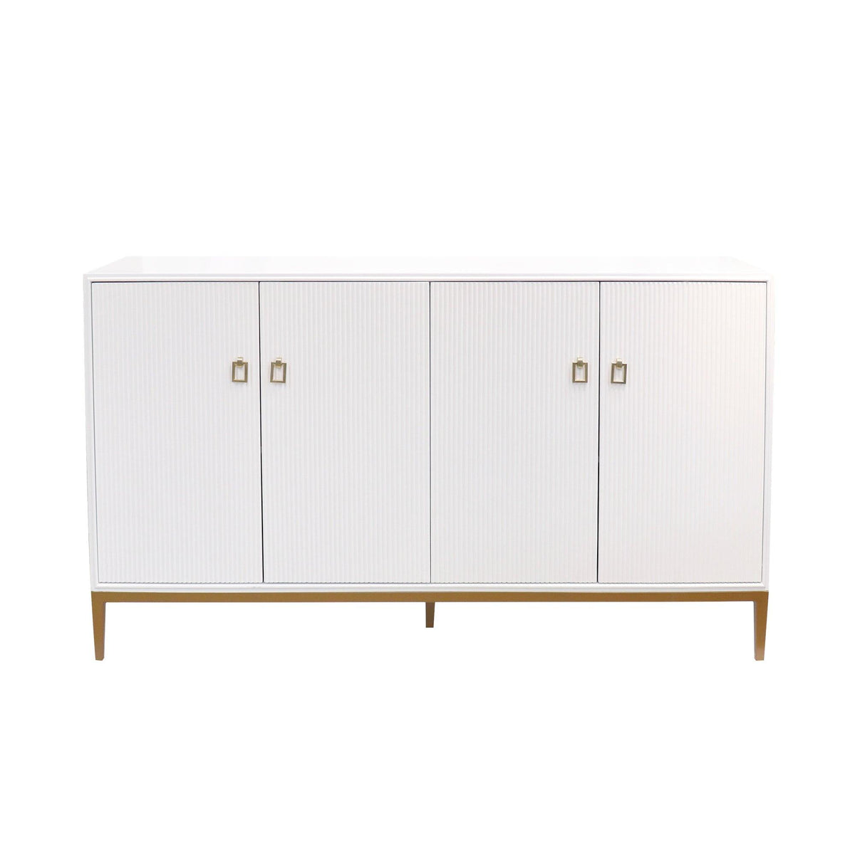 Canvello Victoria Ivory Sideboard, 4 Doors, 2 Drawer with Bronze Metal Frame