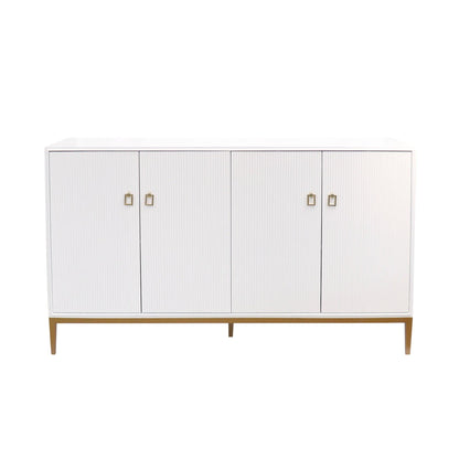 Canvello Victoria Ivory Sideboard, 4 Doors, 2 Drawer with Bronze Metal Frame