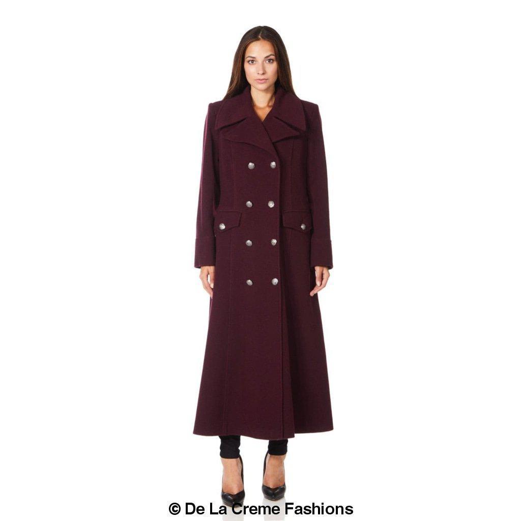 Carmelle Wool Blend Double Breasted Maxi Coat by Rose Eleusis, in a stylish long coat with wide lapels and button details.