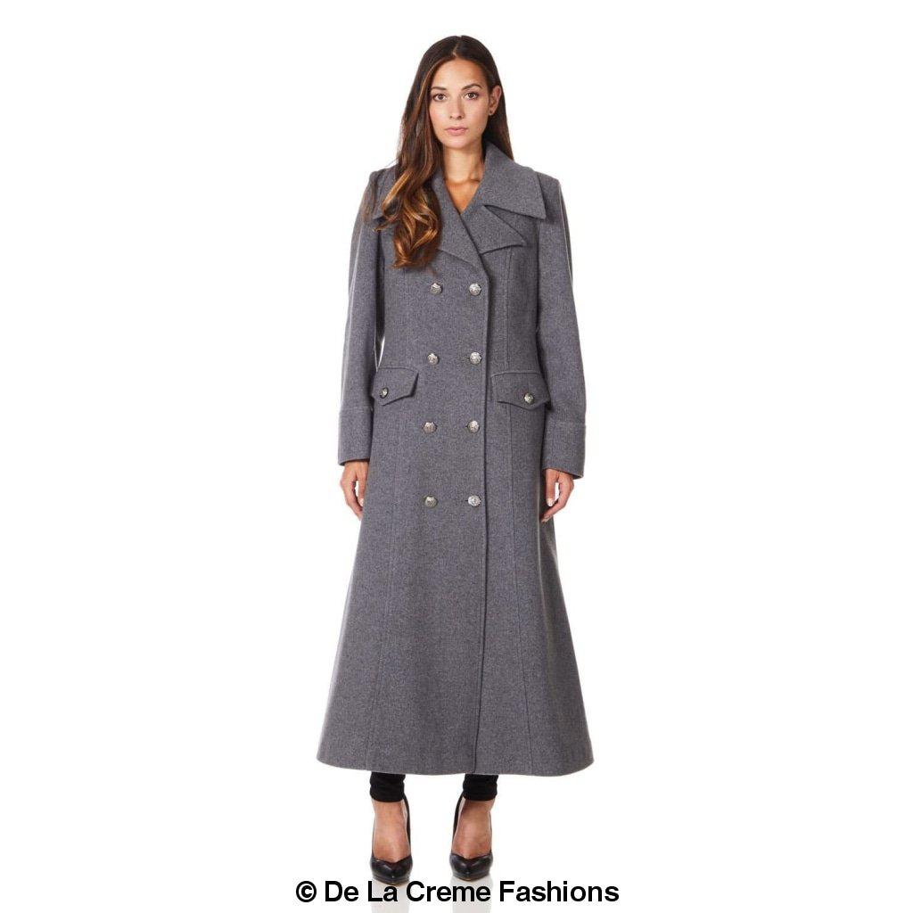 Rose Eleusis Wool Blend Double Breasted Maxi Coat, stylish long coat with button details and tailored fit, perfect for winter wear.