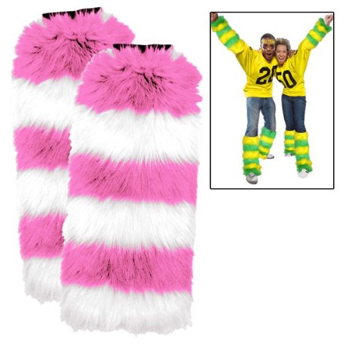 Pink and white Rose Chloe leg warmers in a 2-pack, styled as cozy footwear accessories with soft, stretchy fabric.