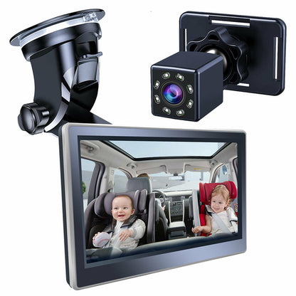 Maroon Asteria Car Infant Baby Infrared Night Vision Rearview Mirror mounted on vehicle interior showing reflective surface