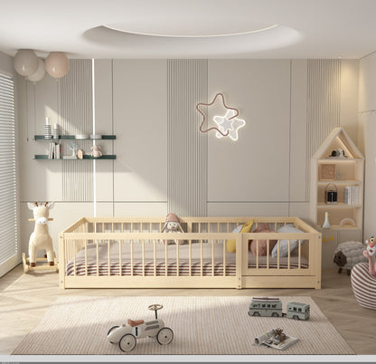 Olive Lucy Dream Raft Montessori natural floor bed in twin size, wooden children&