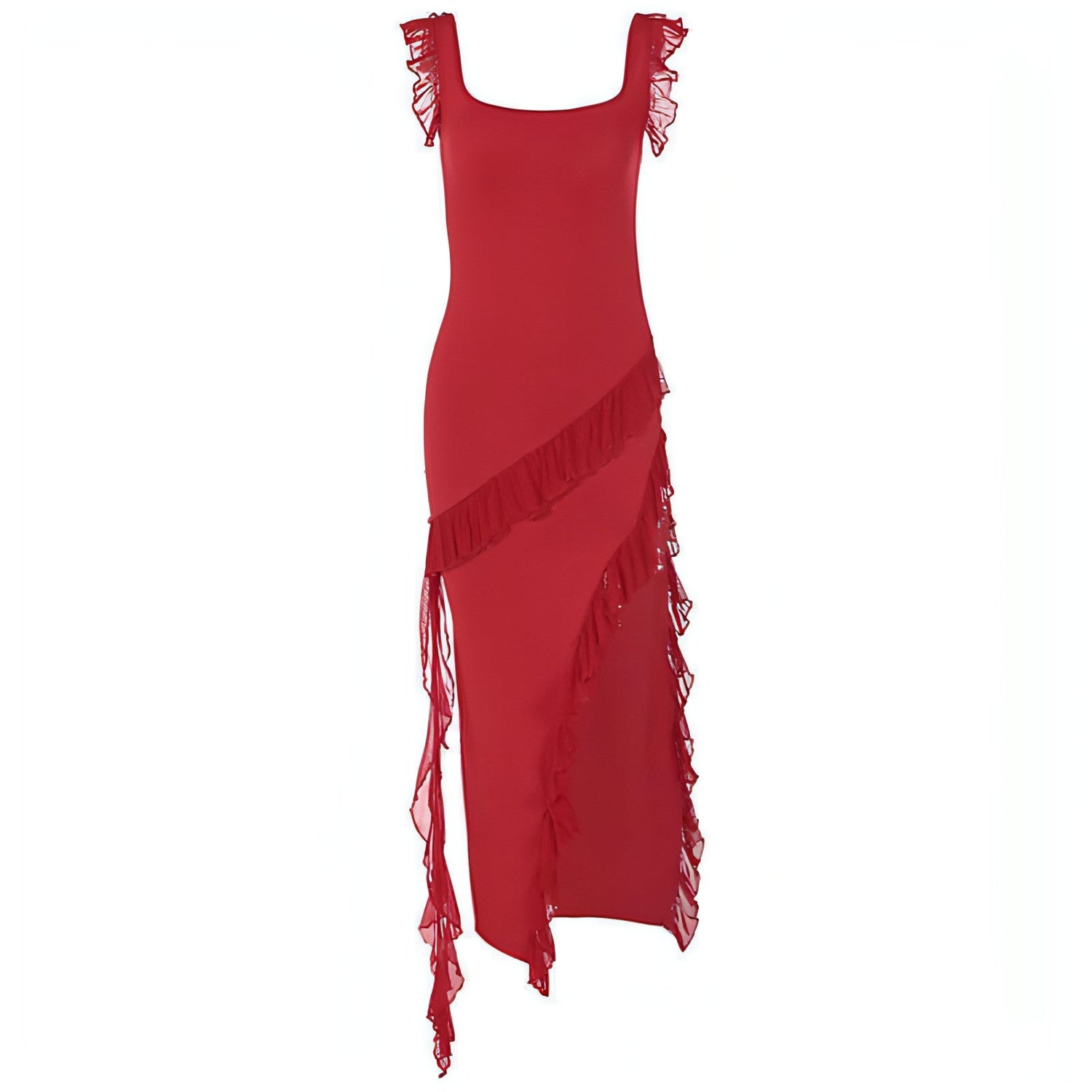 Carmine Juneberry female summer dress with stringy selvedge stitching, stylish and lightweight for warm weather.