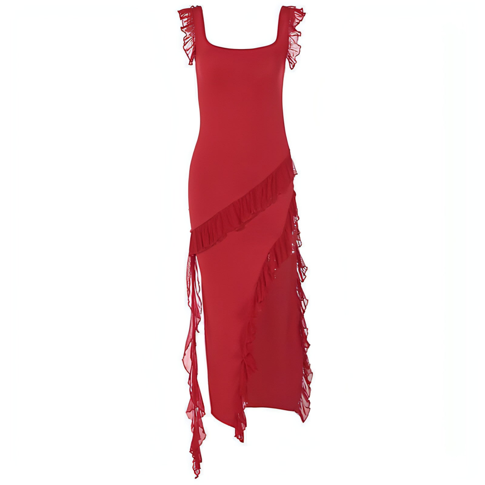 Carmine Juneberry female summer dress with stringy selvedge stitching, stylish and lightweight for warm weather.
