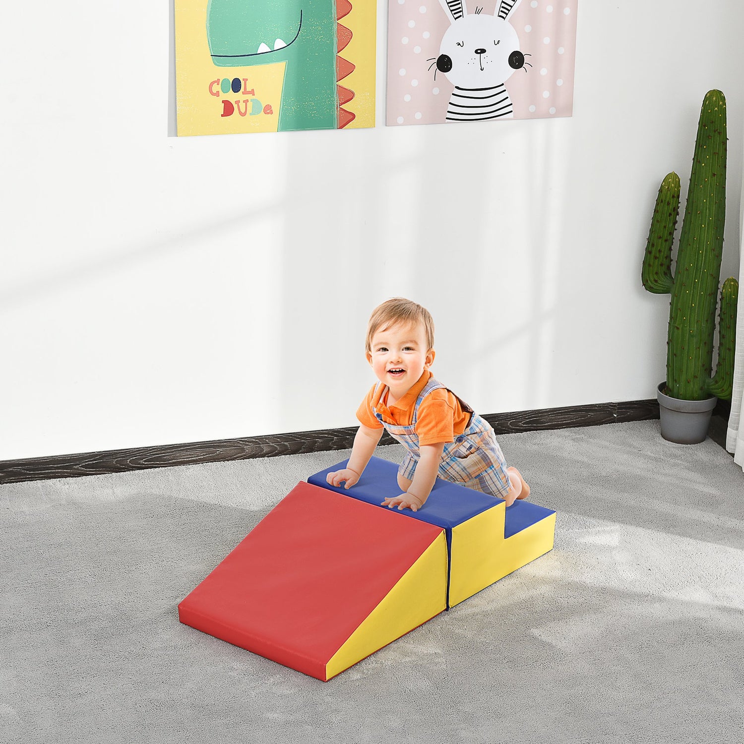 Soozier 2-piece climb and crawl soft foam activity play set in taupe shadow, ideal for safe indoor play and exploration.