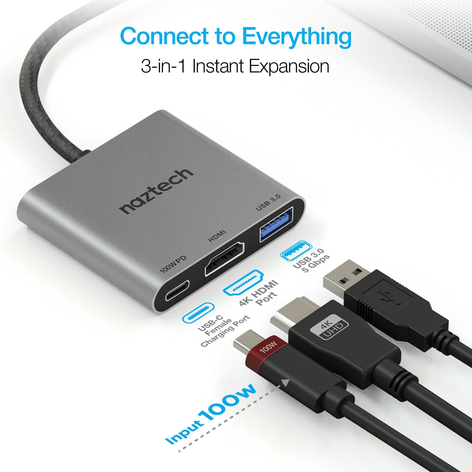 Sky Iapetus Naztech Portable MaxDrive 3100W USB-C Hub with multiple ports for mobile and laptop connectivity.