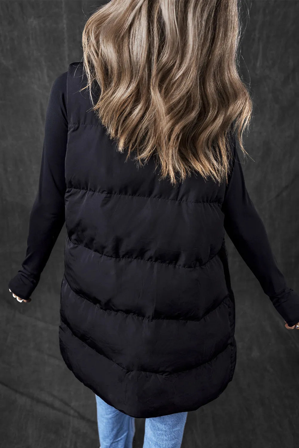 Pear Daisy pocketed zip-up vest coat, cozy home and garden outerwear with front pockets and full zip closure.