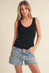 Jade Icarus Aemi + Co ribbed wide strap knit tank showcasing textured fabric and wide shoulder straps.