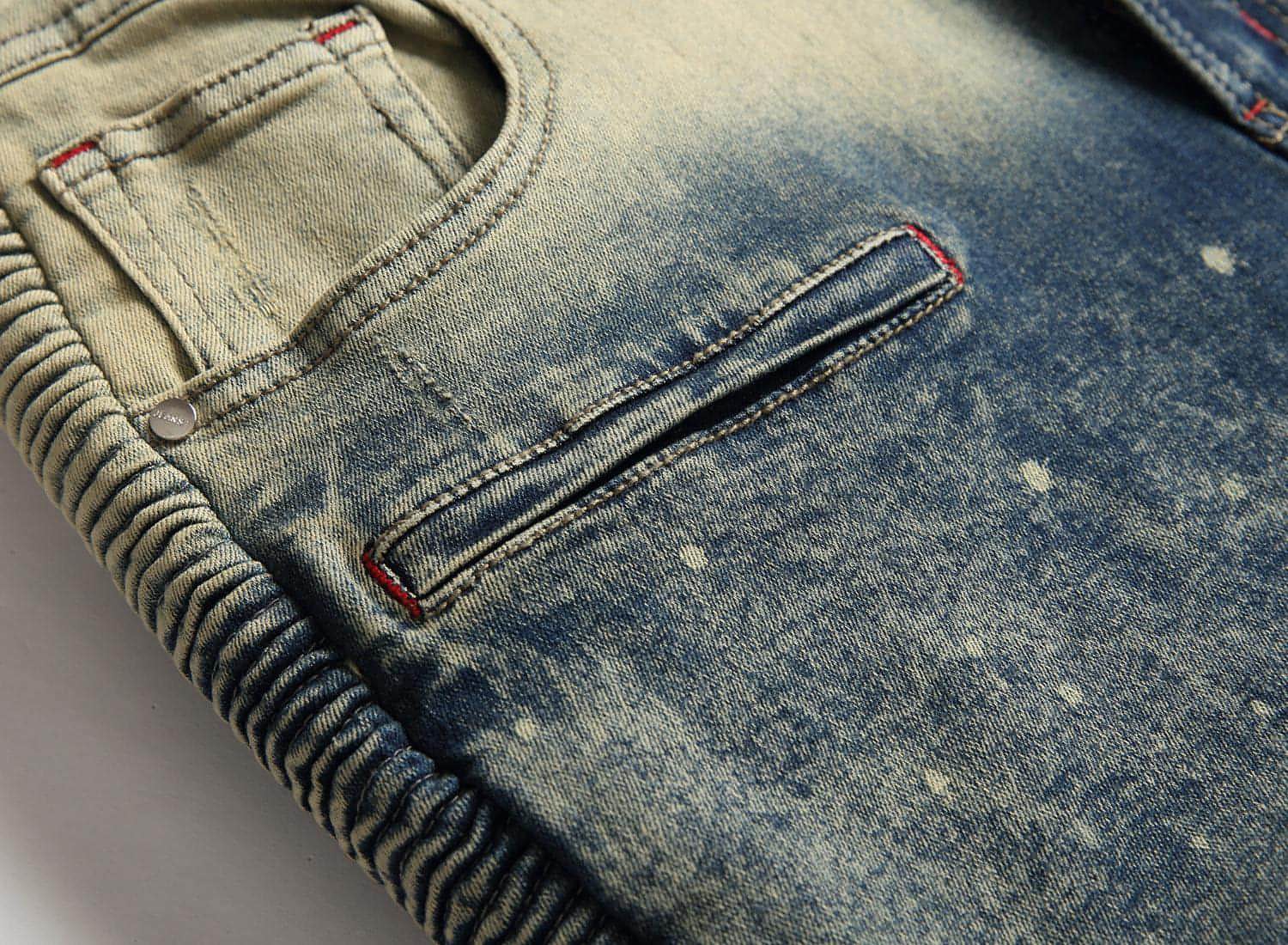 Carmine Juneberry DenimDare™ elastic straight jeans for men, blue denim pants with classic fit and visible stitching.