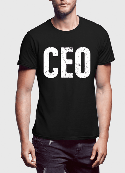 Scorpius CEO half-sleeves T-shirt in black with logo print, casual fit, made of soft cotton fabric.
