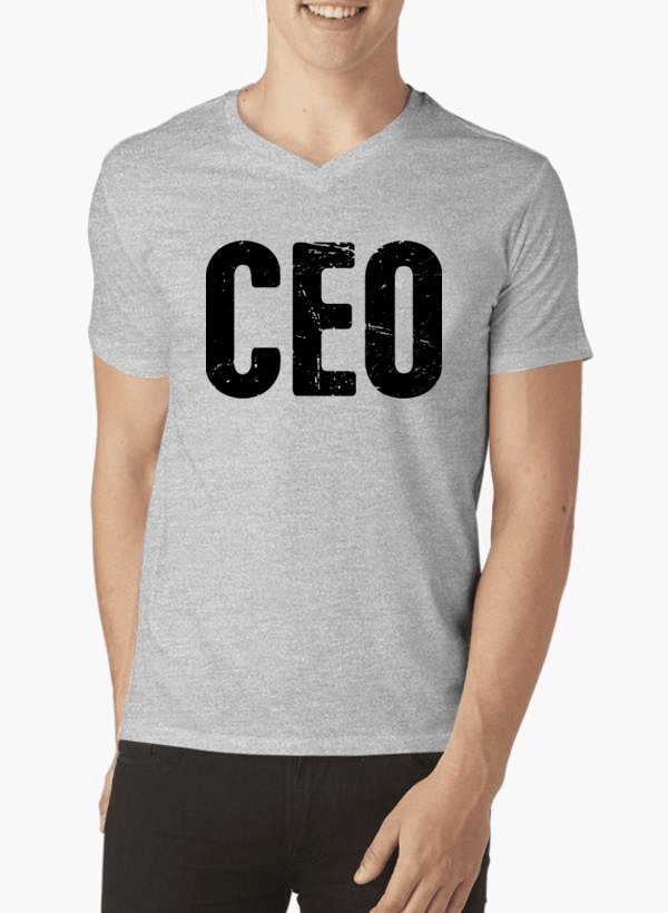 Scorpius CEO V-Neck T-shirt, soft cotton T-shirt with a V-neck design, in a solid color, casual fit, front view.