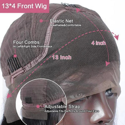 Pear Daisy 13x4 lace frontal human hair wig with P4 27 body wave, natural density, suitable for home and garden styling.