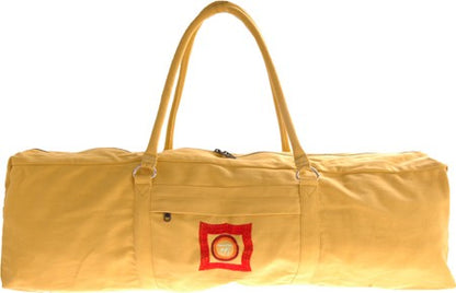 Yellow Chakra Yoga Kit Bag by Alabaster, designed for sports and outdoor use, with a spacious interior for yoga accessories.