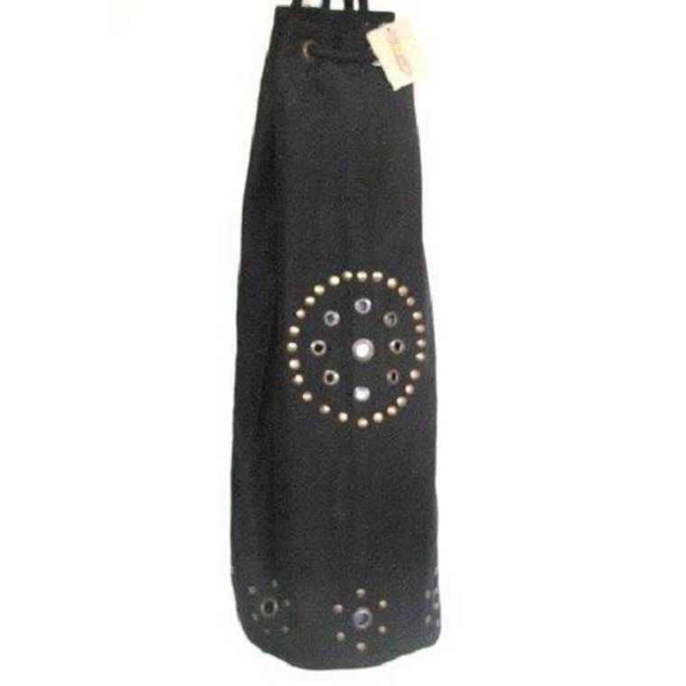 Alabaster OMSutra OM Mahashakti yoga mat bag with chakra rivet design, featuring a stylish scarf or bandana pattern on fabric.