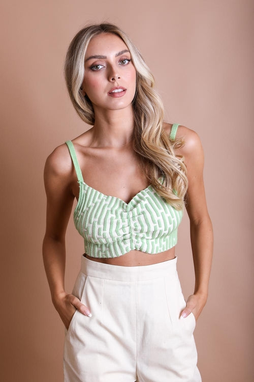 Periwinkle Aether Chic Mod Lines Contour Brami in lime, showing its stylish design and comfortable fit as a fashion accessory.
