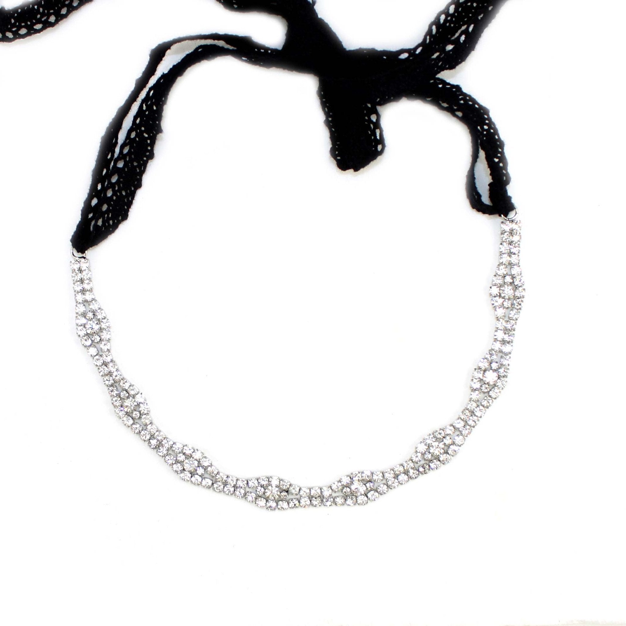 Cyan Ismene classic crystal hairband with clear embellishments, stylish accessory for hair styling and haircare.