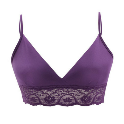 Lime Lucy wireless triangle bralette with tulip lace design, soft fabric, and adjustable straps, perfect for comfortable lingerie.