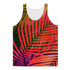 Colorful tropical leaves print on Sky Felix classic sublimation adult tank top, front view showing vibrant leaf design.