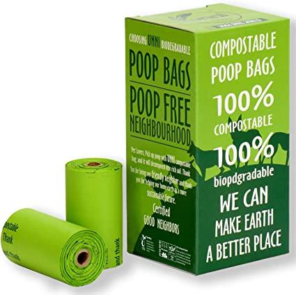 Yellow Lavender compostable dog waste bags in a pack of 120, eco-friendly and suitable for cleaning up after pets outdoors.