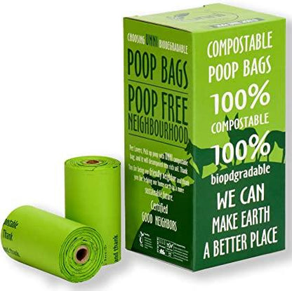 Yellow Lavender compostable dog waste bags in a pack of 120, eco-friendly and suitable for cleaning up after pets outdoors.