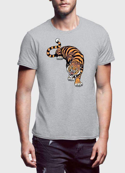 Scorpius Cornered Tiger printed T-shirt featuring a bold tiger graphic on a casual black T-shirt.