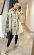 Beige cotton blend belted trench coat by Rose Eleusis, stylish jacket with waist belt and classic design.