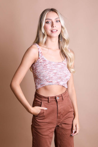 Start2Finish cozy rose-colored boucle blouse with whimsical design, paired with matching extras, perfect for stylish casual wear.