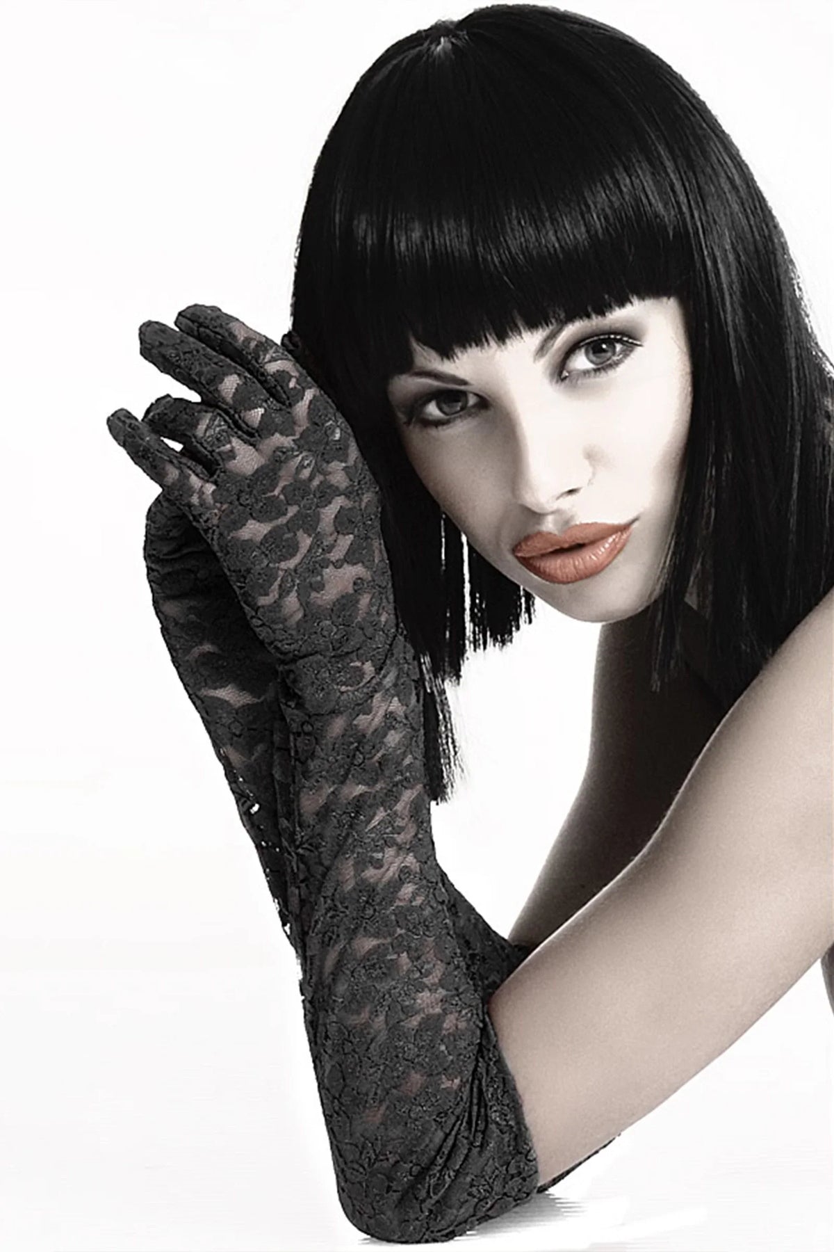 Chilrose Velvet Whisper Sheer Lace Long Gloves
