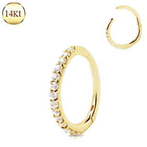 14K yellow gold multi-jeweled seamless clicker ring by Peridot with colorful gemstones, elegant jewelry piece.