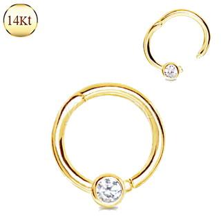14Kt yellow gold jeweled seamless clicker ring by Peridot, featuring sparkling gemstones and a sleek, smooth design.
