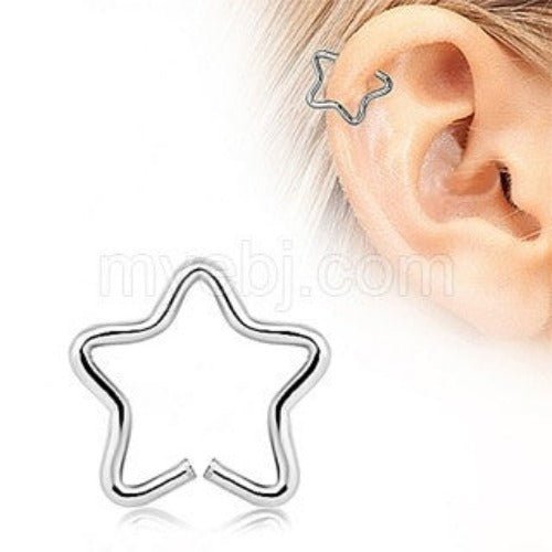 Star-shaped cartilage earring made of 316L stainless steel from Peridot, featuring a sleek, polished jewelry design.