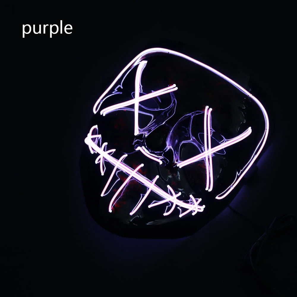 White Eucalyptus Halloween LED pet mask with glowing eyes and spooky design for cats and small dogs.