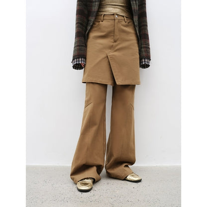 Brown Coeus Culotte Declaration retro split design twill jacket with a faux two-piece style and slightly flared look.