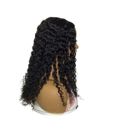 Curly U-part wig made of premium human hair by Peach Clymene, showcasing versatile U-shape design and textured curls.