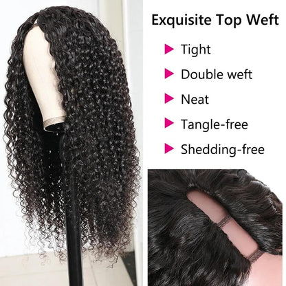 Cerise Alfie U Part wig with Jerry Curl Brazilian Remy human hair, long and curly, designed for Black women, suitable for beauty styling.