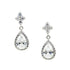 Cyan Ismene teardrop crystal chandelier earrings with sparkling gemstones and intricate silver settings.