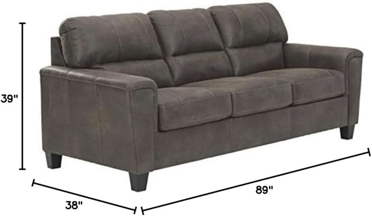 Queen Faux Leather Contemporary Sleeper Couch Gray