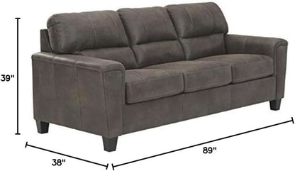 Queen Faux Leather Contemporary Sleeper Couch Gray