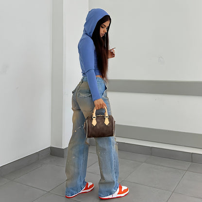 Carmine Juneberry UrbanEase™ loose high waist street jeans, casual denim style with a relaxed fit and high-rise waistband.