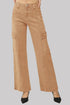 Pear Daisy RISEN full size high rise wide leg cargo jeans hanging on a clothing rack, showcasing their relaxed fit and stylish design.