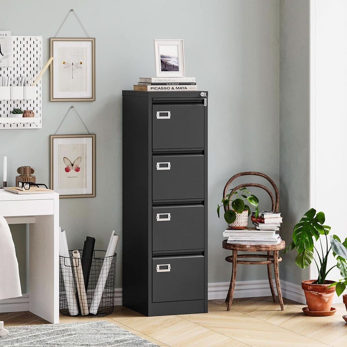Four Drawer Filing Cabinet With Lock For Home Office