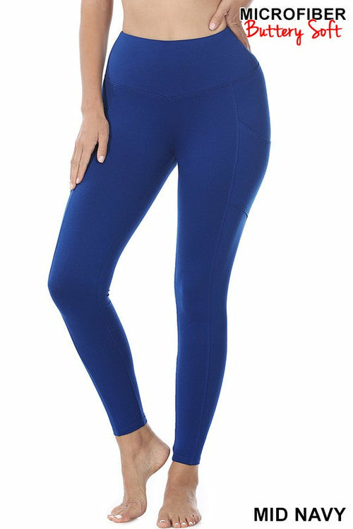 Pink Bearberry brushed microfiber full-length leggings for women, showing a close-up of the soft, comfortable fabric and fitted design.