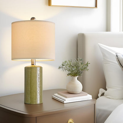 Industrial Green Ceramic Nightstand Table Lamp Modern