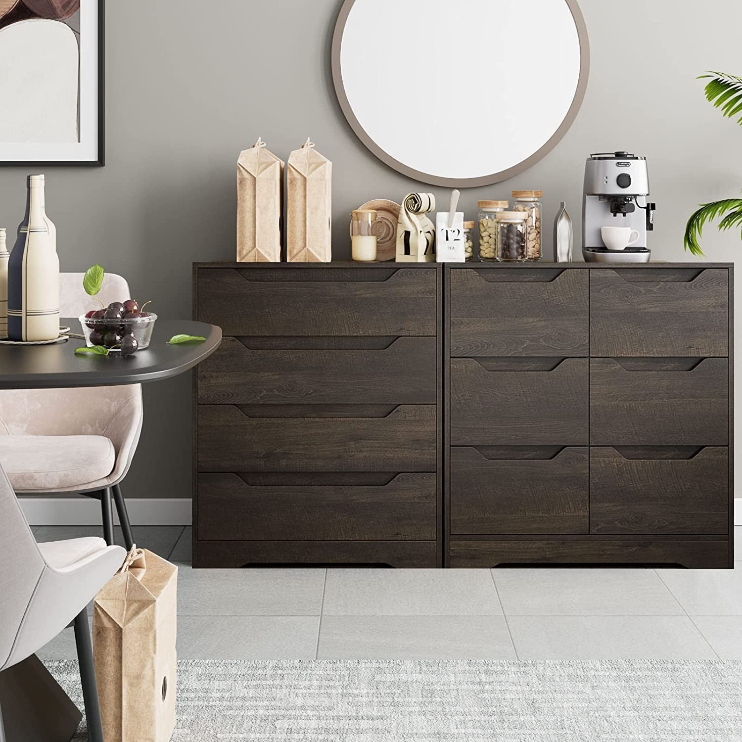 Dark brown Peach Maple 4-drawer bedroom dresser with storage and organization space, crafted from quality furniture materials.
