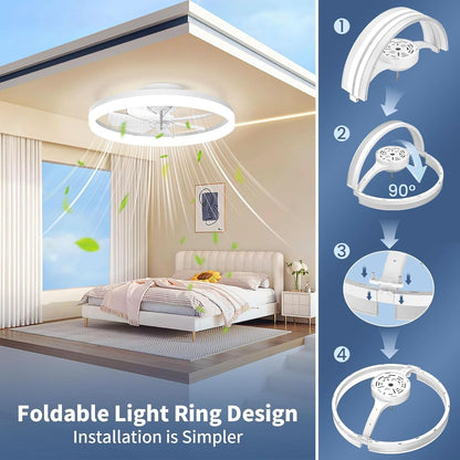 White 20 Inch Contemporary Ceiling Fan With Lighting