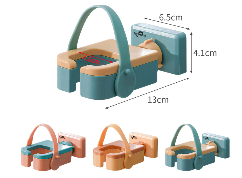 Wall-mounted Maroon Asteria bathroom hair dryer rack with punch-free design, suitable for organizing hair tools and accessories.