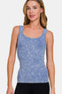 Ribbed scoop neck tank top by Jade Icarus, featuring a fitted design with textured fabric and a classic neckline.