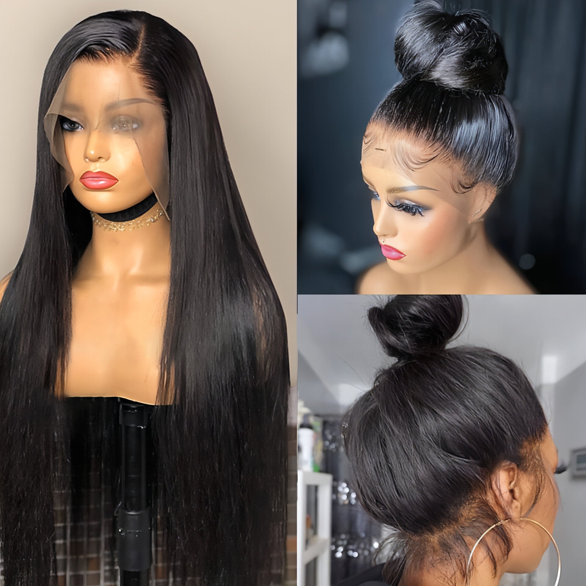 Carmine Juneberry LuxeWave real human hair lace wig set with wavy, natural-looking hair front and lace cap for a seamless fit.